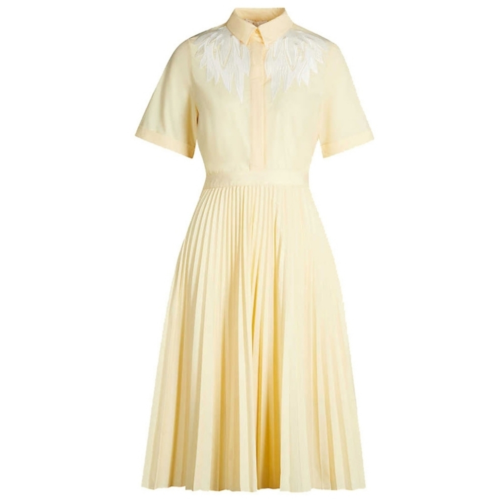 Maje Rivers Emboidered Shirt Dress Size 1 Small 0-2 Color Pastel Yellow NWT